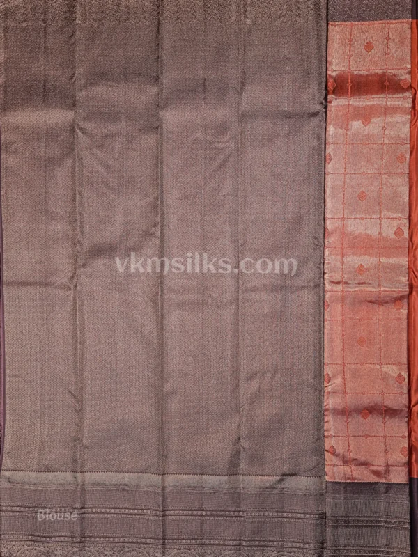 Burnt Copper Body and Deep Grey Border Pure kanjivaram saree