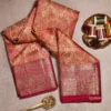 Rich Antique Gold Body and Classic Crimson Red Border Pure Kanjivaram Saree