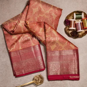 Rich Antique Gold Body and Classic Crimson Red Border Pure Kanjivaram Saree