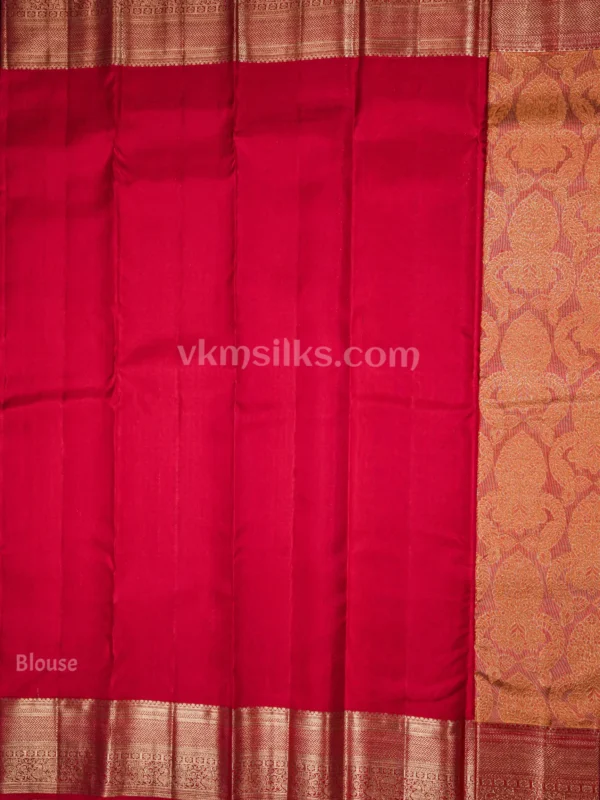 Rich Antique Gold Body and Classic Crimson Red Border Pure Kanjivaram Saree