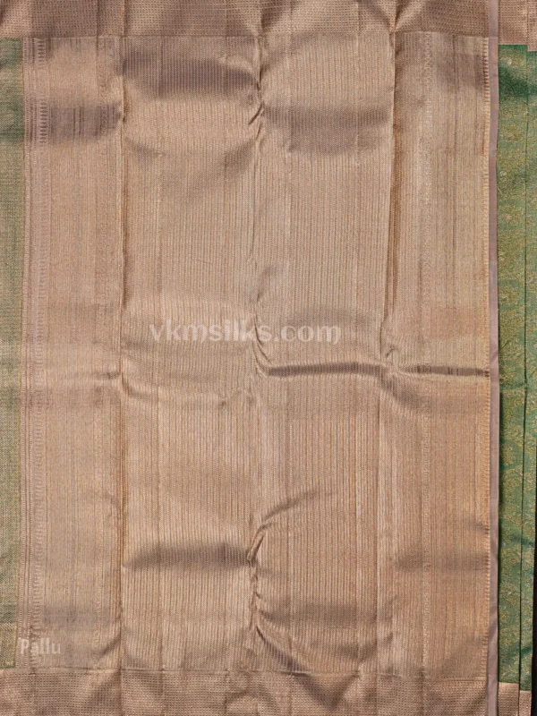 Rich Teal Green Body and Soft Champagne-Gold Border Pure Kanjivaram Saree