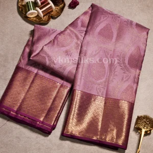 Dusty Purple Body and Deep Wine-Purple Border Pure Kanjivaram Saree