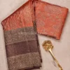 Rust Orange Body and Deep Coffee Brown Border Pure kanjivaram saree