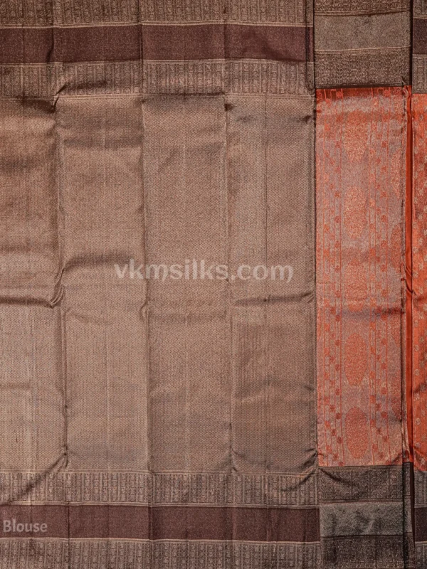 Rust Orange Body and Deep Coffee Brown Border Pure kanjivaram saree