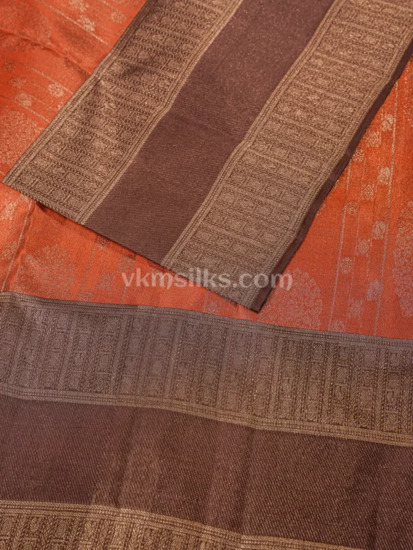 Rust Orange Body and Deep Coffee Brown Border Pure kanjivaram saree
