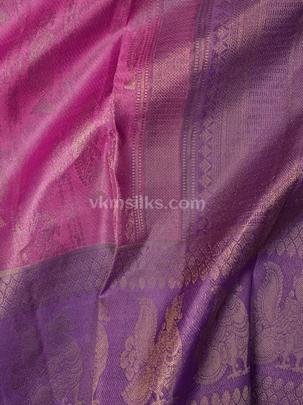 Vibrant Orchid Pink Body and Rich Royal Purple Border Pure kanjivaram saree