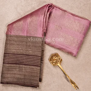 Rose Quartz Body and Deeper Rose-Magenta border Pure kanjivaram saree