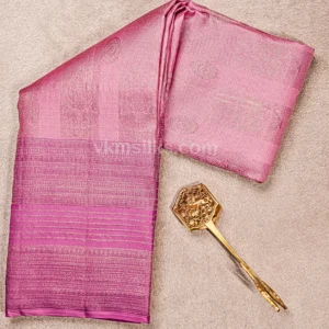 Rose Quartz Body and Deeper Rose-Magenta Border Pure kanjivaram saree