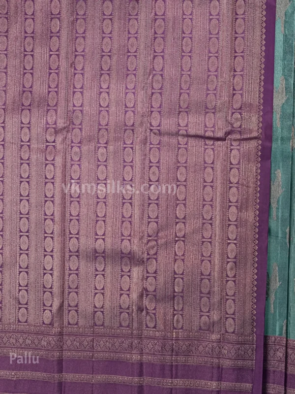 Seafoam Turquoise Body and Soft Lavender–Purple Border Pure kanjivaram saree