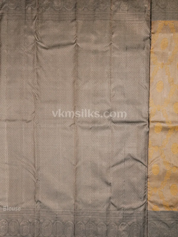 Antique Gold Body and Muted Sage Grey–Green Border Pure kanjivaram saree