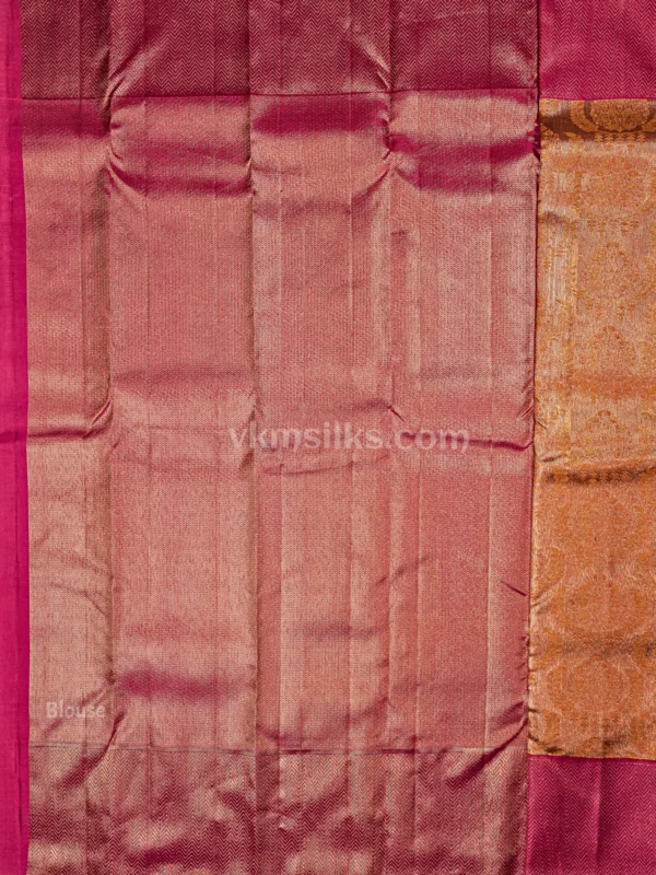 Rich Mustard Gold Body and Magenta Border Pure Kanjivaram Saree