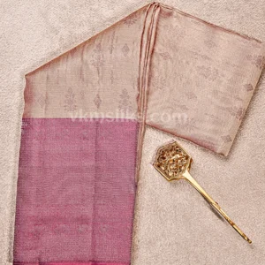 Soft blush peach and Muted pink border Pure Kanjivaram Saree