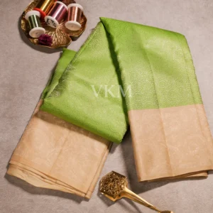Apple Green body and Light Gold Border Pure kanjivaram saree
