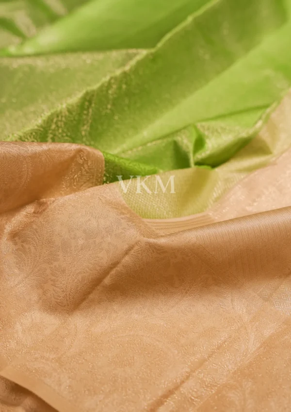 Apple Green body and Light Gold Border Pure kanjivaram saree