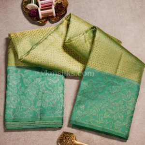 Parrot Green Tone  Body and Teal Green Border Pure kanjivaram saree