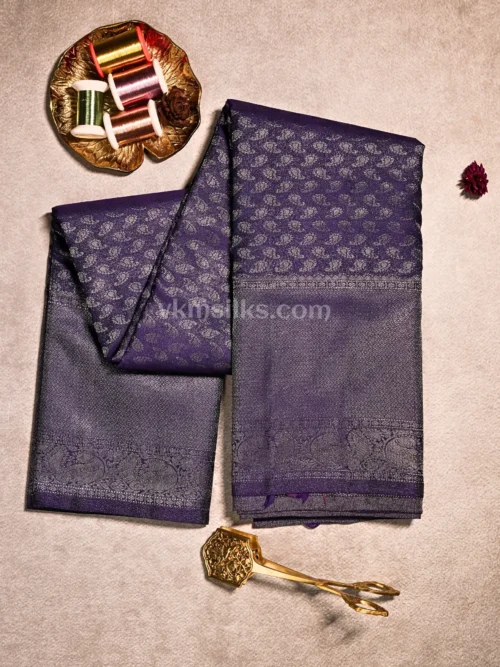 Royal Deep Purple Silver Zari Woven Silk Saree Monotone kanjivaram silk saree