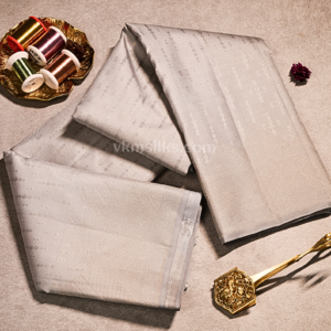 Elegant Silver Grey with Self Zari Weaving Borderless Monotone kanjivaram silk saree