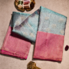 Aqua Blue & Rose Pink Dual-Tone Gold Zari Silk kanjivaram silk Saree
