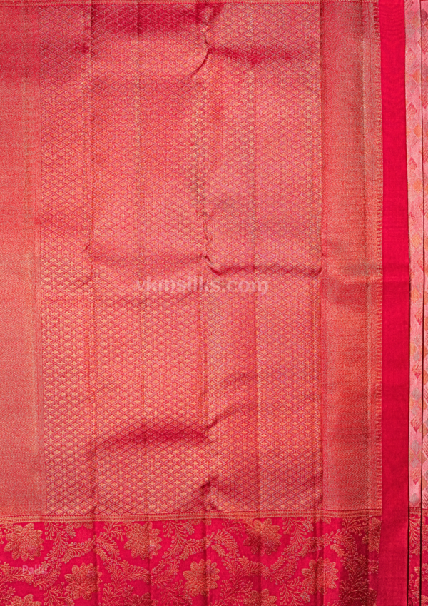 Elegant Rose Pink Silk Saree with Rich Gold Zari Floral Border kanjivaram silk saree