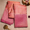 Elegant Peach Rose & Magenta Fancy Saree with Zari Work