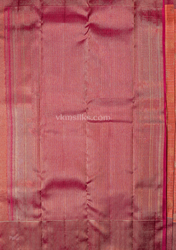 Elegant Peach Rose & Magenta Fancy Saree with Zari Work