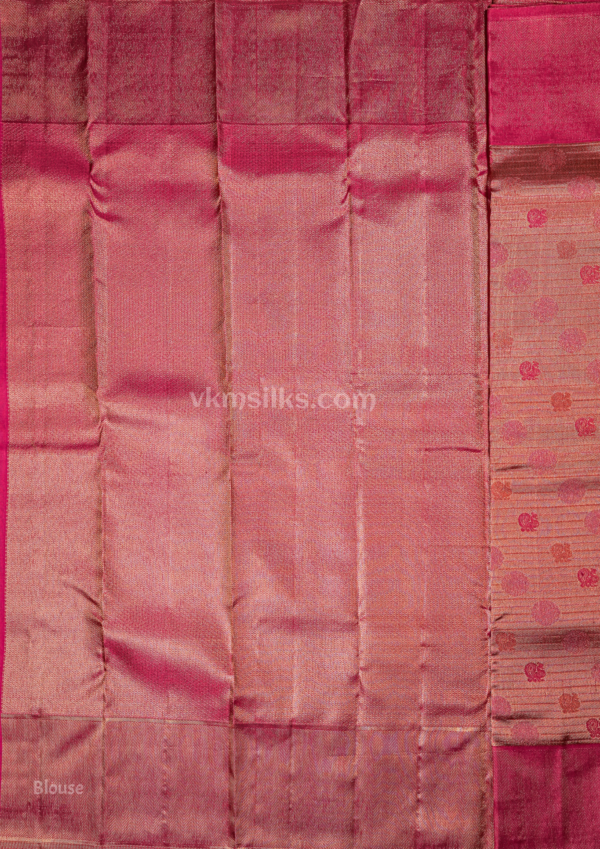 Elegant Peach Rose & Magenta Fancy Saree with Zari Work