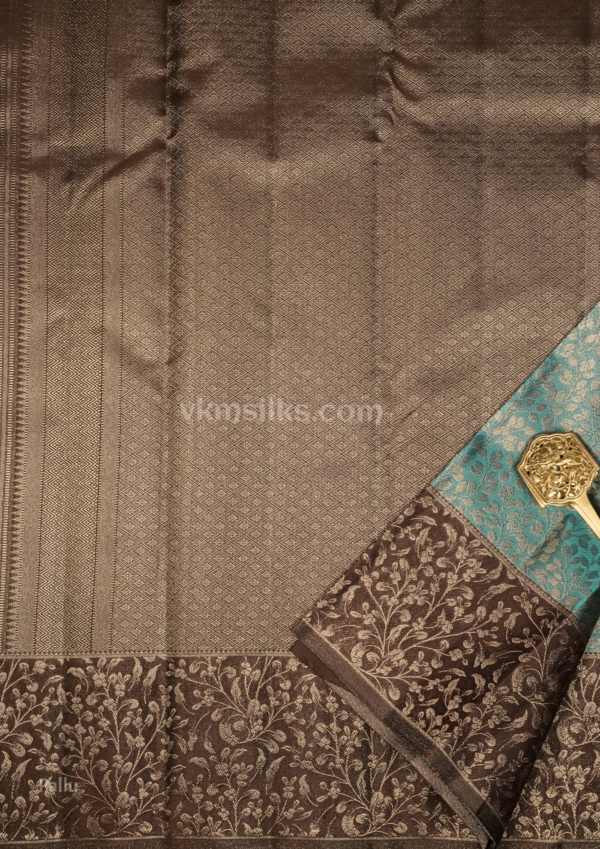 Elegant Peacock Teal Silk Saree with Maroon Zari Border