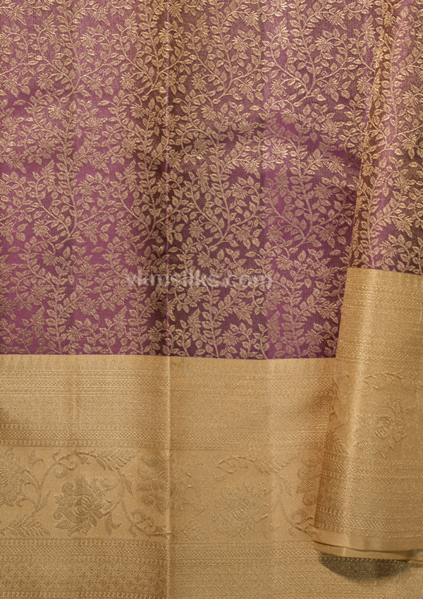 9 - 2026-04-08T133037.251 Premium Plum Purple Kanchipuram Silk Saree with Antique Gold Zari Border