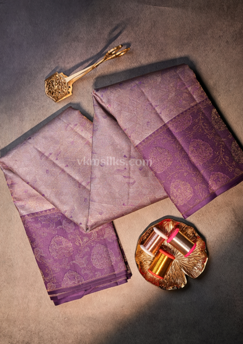 9 - 2026-04-08T170541.975 Lavender Silk Saree with Royal Purple Zari Border | Elegant Festive & Wedding Wear