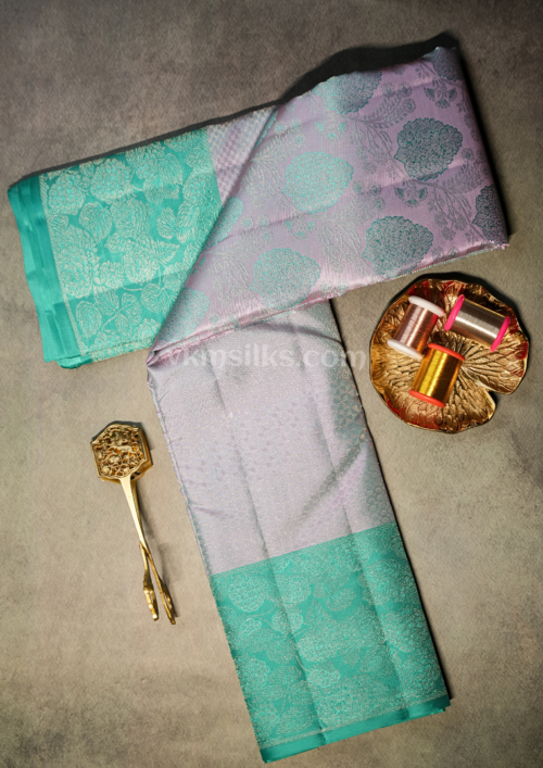 9 - 2026-04-08T173307.731 Pastel Lavender and Mint Green Silk Saree with Elegant Woven Design