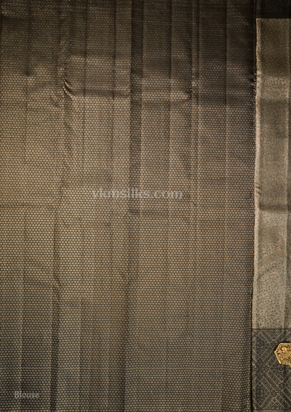 Elegant Champagne Gold Silk Saree with Black Zari Border