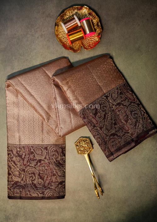 9 - 2026-04-15T171415.842 Champagne Gold Silk Saree with Rich Maroon Paisley Border