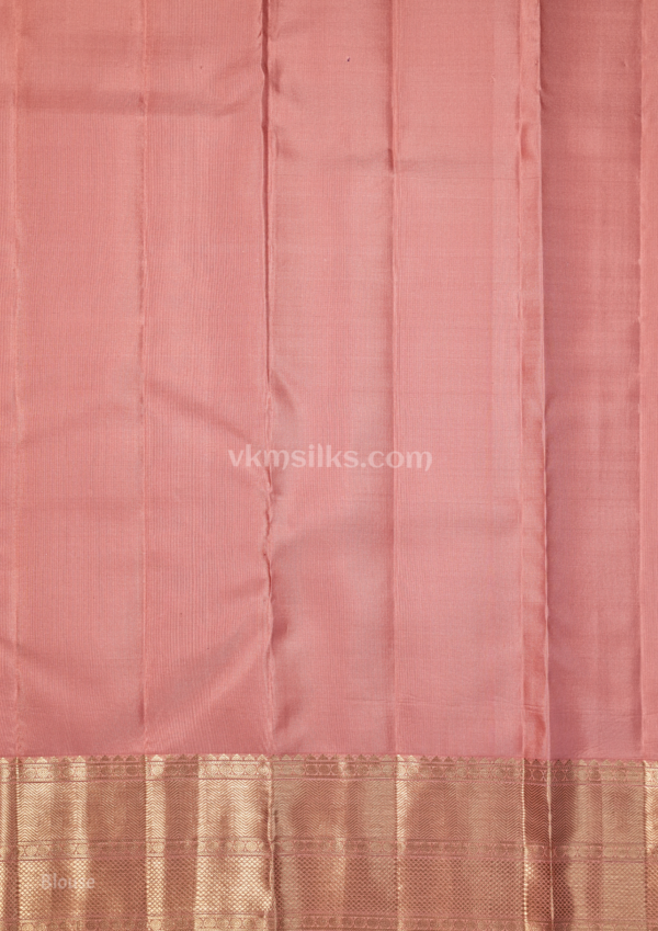 Chocolate Brown Zari Saree with Peach Pink Border