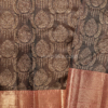 Chocolate Brown Zari Saree with Peach Pink Border