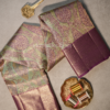 Elegant Sage Green & Royal Purple Silk Saree with Gold Zari Work