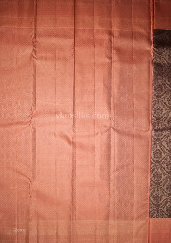Royal Plum Purple Silk Saree with Peach-Coral Zari Border