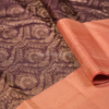 Royal Plum Purple Silk Saree with Peach-Coral Zari Border