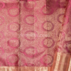 Elegant Rani Pink Silk Saree with Peach-Gold Zari Border