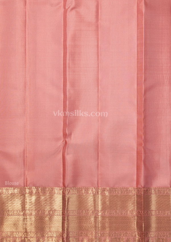 Elegant Rani Pink Silk Saree with Peach-Gold Zari Border