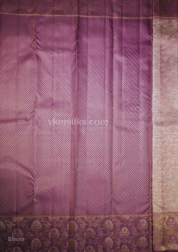 Gold Floral Elegant Wedding Page Border (1) Lavender Silk Saree with Royal Purple Zari Border | Elegant Festive & Wedding Wear