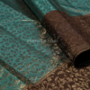 Elegant Peacock Teal Silk Saree with Maroon Zari Border