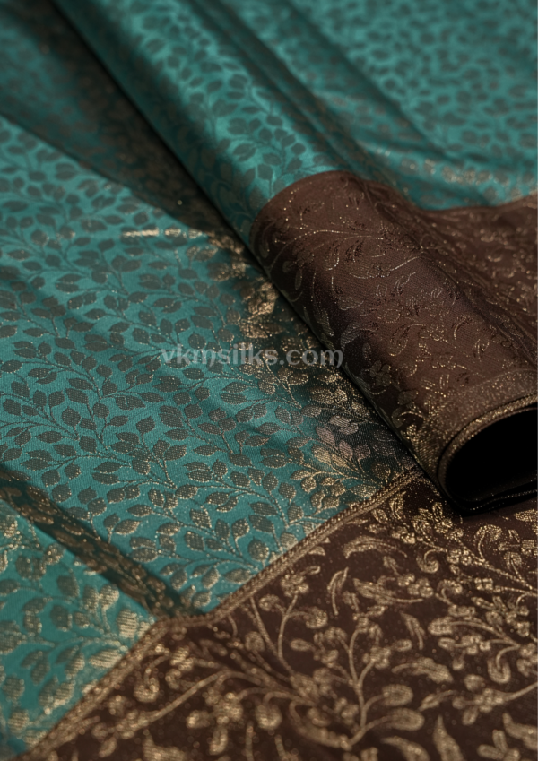 Elegant Peacock Teal Silk Saree with Maroon Zari Border