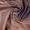 Royal Navy Blue Pure Silk Saree with Lavender Silver Zari Border