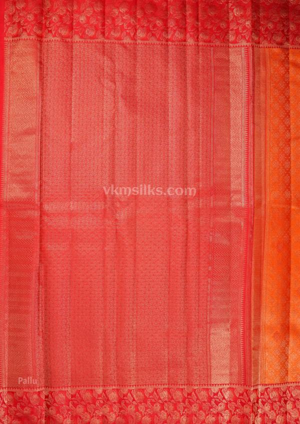9 - 2026-05-20T114648.845 Elegant Sunset Orange Pure Silk Saree with Ruby Red Zari Border