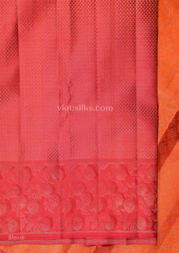 9 - 2026-05-20T114846.656 Elegant Sunset Orange Pure Silk Saree with Ruby Red Zari Border