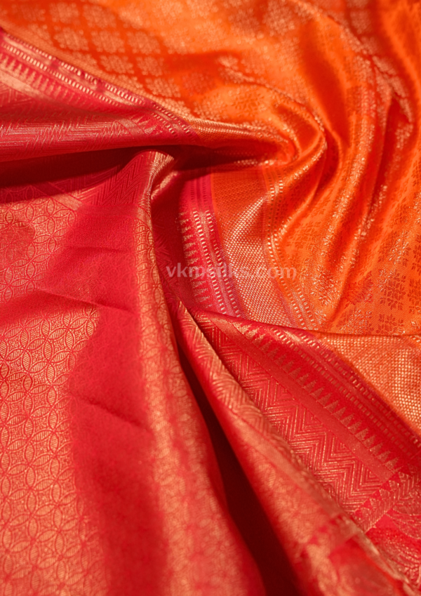 9 - 2026-05-20T115014.187 Elegant Sunset Orange Pure Silk Saree with Ruby Red Zari Border