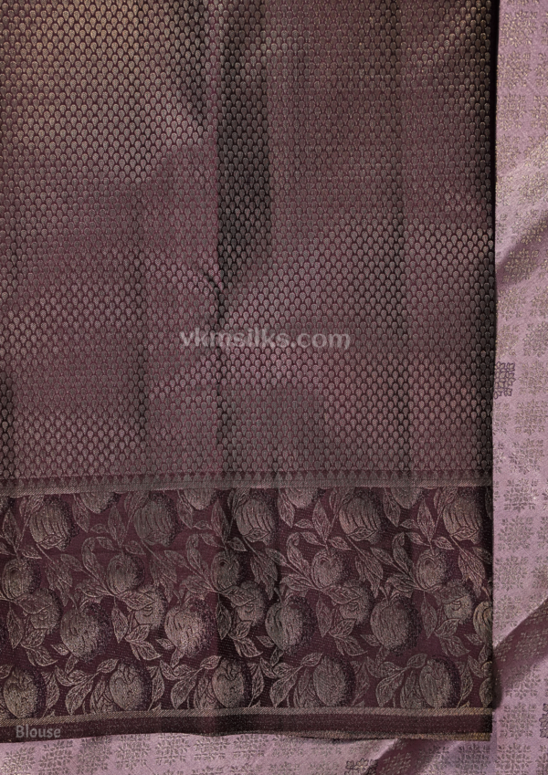 Dusty Lavender Soft Silk Saree with Floral Zari Border