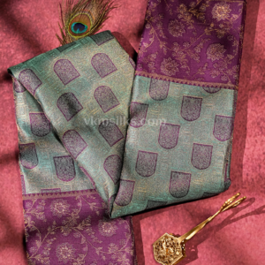 Sea Green Soft Silk Saree with Royal Purple Zari Border