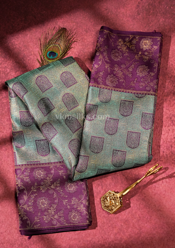 9 - 2026-05-20T163541.882 Sea Green Soft Silk Saree with Royal Purple Zari Border