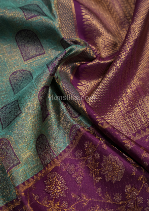 9 - 2026-05-20T163616.080 Sea Green Soft Silk Saree with Royal Purple Zari Border